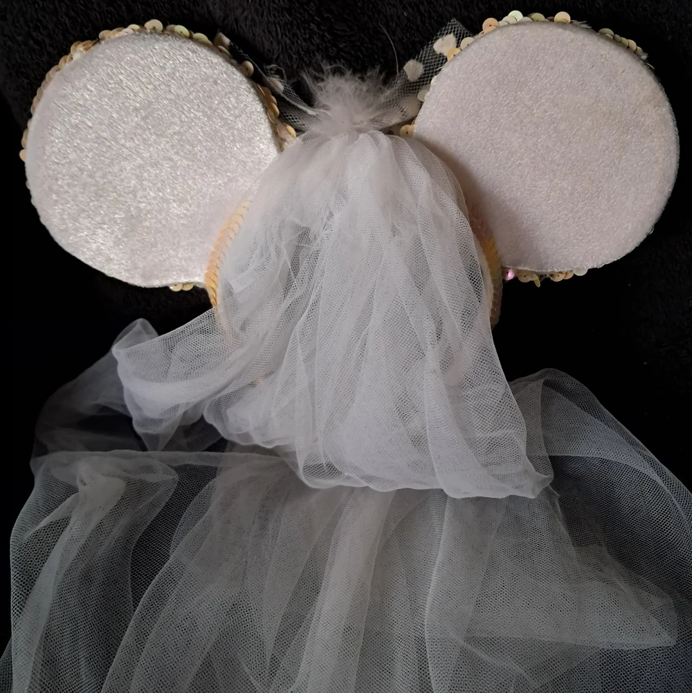 Disney Parks Iridescent Bride Minnie Ears
